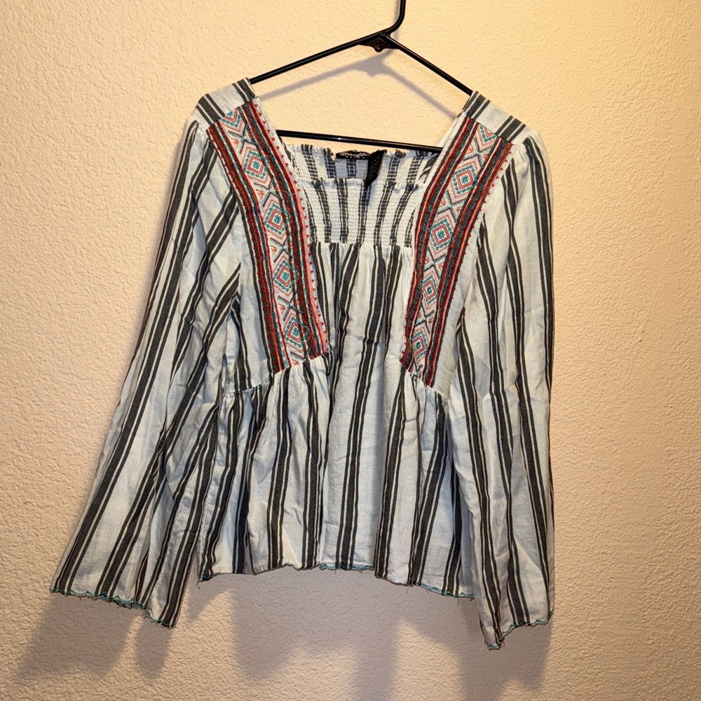 Wrangler Multicolor Striped Blouse with Embroidery